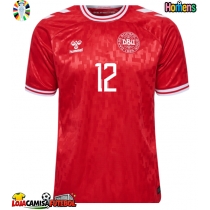 Camisa de Futebol Dinamarca Kasper Dolberg #12 Equipamento Principal Europeu 2024 Manga Curta